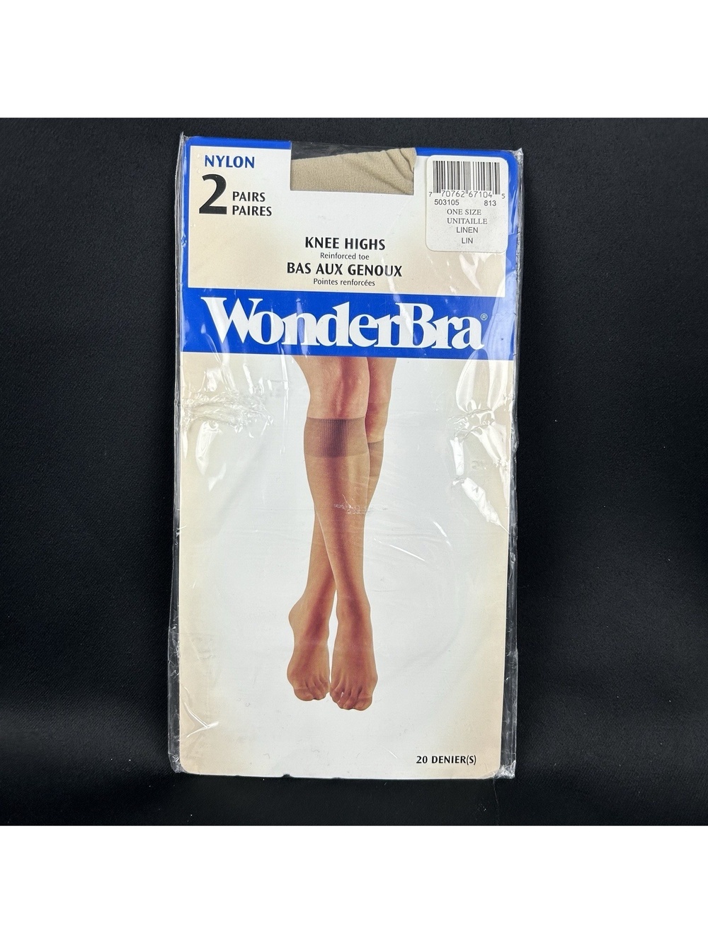 Vintage Wonderbra Pantyhose Stockings Knee High "Linen" Colour Style #503105